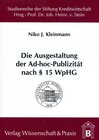 Buchcover Die Ausgestaltung der Ad-hoc-Publizität nach § 15 WpHG.