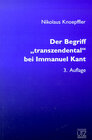 Buchcover Der Begriff "transzendental" bei Immanuel Kant