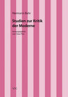 Buchcover Hermann Bahr / Studien zur Kritik der Moderne