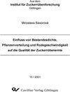 Buchcover Einfluss von Bestandesdichte, Pflanzenverteilung und Rodegeschwindigkeit auf die Qualität der Zuckerrübenernte