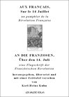 Buchcover Aux Français, Sur le 14 Juillet - un pamphlet de la Révolution Française.