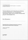 Buchcover Nach den Kriterien der Evidenzbasierten Medizin gesicherte Erkenntnisse zur Transplantation abdomineller Organe unter be