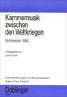 Buchcover Studien zu Franz Schmidt / Kammermusik zwischen den Weltkriegen - Symposion 1994