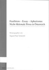 Buchcover Feuilleton - Essay - Aphorismus. Nicht-fiktionale Prosa in Österreich