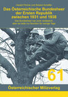 Buchcover Das Österreichische Bundesheer der Ersten Republik zwischen 1931 und 1938
