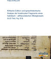 Buchcover Kritische Edition und sprachhistorische Analyse der Innsbrucker Fragmente eines hebräisch – altfranzösischen Bibelglossa