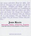 Buchcover JOHN KEATS - Ballade, Oden, Sonette, LAMIA