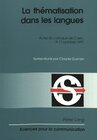 Buchcover La thématisation dans les langues
