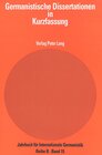 Buchcover Germanistische Dissertationen in Kurzfassung