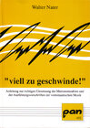 Buchcover Viell zu geschwinde!