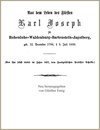Buchcover Aus dem Leben des Fürsten Karl Joseph zu Hohenlohe-Waldenburg-Bartenstein-Jagstberg, von ihm selbst diktiert