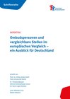 Buchcover Ombudspersonen und vergleichbare Stellen im europäischen Vergleich – ein Ausblick für Deutschland