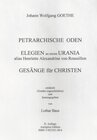 Buchcover Petrarchische Oden - Elegien an meine Urania - Gesänge für Christen