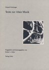 Buchcover Texte zur Alten Musik