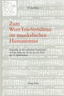 Buchcover Zum Wort-Ton-Verhältnis im musikalischen Humanismus