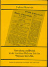 Buchcover Verwaltung und Politik in der besetzten Pfalz zur Zeit der Weimarer Republik