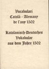 Buchcover Vocabulari Català-Alemany de l'any 1502 /Katalanisch-Deutsches Vokabular aus dem Jahre 1502