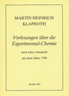 Buchcover Vorlesungen über die Experimental-Chemie