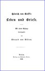 Buchcover Heinrich von Kleists Leben und Briefe