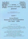 Buchcover Georg Blume: Shakespeare-Korrespondenz von 1964-1994