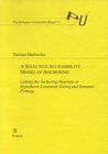 Buchcover A Selective Accessibility Model of Anchoring