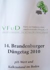 Buchcover 14. Brandenburger Düngetag 2010 in Prenzlau, Generalthema: "pH-Wert und Kalkzustand im Boden"