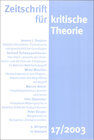 Buchcover Zeitschrift für kritische Theorie / Zeitschrift für kritische Theorie, Heft 17