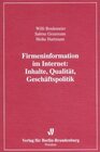 Buchcover Firmeninformation im Internet: Inhalte, Qualität, Geschäftspolitik