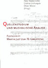 Buchcover Quellenstudium und musikalische Analyse
