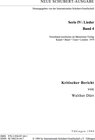 Buchcover Neue Schubert-Ausgabe. Kritische Berichte / Lieder 4