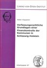 Buchcover Verfassungsrechtliche Grundlagen einer Finanzkontrolle der Kommunen in Schleswig-Holstein