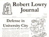 Buchcover Robert Lowry Journal / Defense in University City