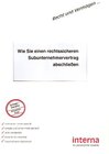 Buchcover Wie Sie einen rechtssicheren Subunternehmervertrag abschliessen