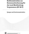 Buchcover Rechtsmaterialien zur Kommunalverfassung für das Land Mecklenburg-Vorpommern (KV M-V)