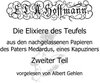 Buchcover Die Elixiere des Teufels - Zweiter Teil