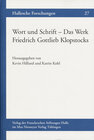 Buchcover Wort und Schrift – Das Werk Friedrich Gottlieb Klopstocks