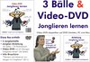 Buchcover Video-DVD "Jonglieren lernen" plus Broschüre "Demenz und Alzheimer vorbeugen mit Jonglieren" plus 3 Jonglierbälle plus J