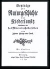 Buchcover Beyträge zur Naturgeschichte der Niederlausitz insbesondere aber des Mineralreichs derselben. Leipzig 1779