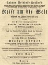 Buchcover Johann Reinhold Forster`s Reise um die Welt während den Jahren 1772 bis 1775, Berlin, Haude und Spener, 1778, Erster Ban
