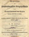 Buchcover Beyträge zur Brandenburgischen Kriegsgeschichte unter Kurfürst Friedrich dem Dritten nachherigem ersten König von Preuss