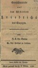 Buchcover Gedächtnisrede auf das Absterben Friedrichs des Einzigen. Wesel gedruckt bey F.J. Röder, 1786, eBook