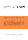 Buchcover Sinn und Form 6/2017
