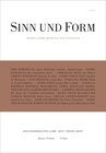 Buchcover Sinn und Form 1/2019