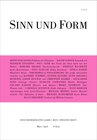 Buchcover Sinn und Form 2/2019