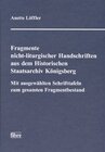 Buchcover Fragmente nicht-liturgischer Handschriften aus dem Historischen Staatsarchiv Königsberg