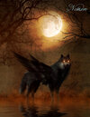 Buchcover Fantasy Notizbuch: Schattenwolf - weiße Seiten mit Eckmotiv