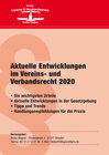 Buchcover Aktuelle Entwicklungen im Vereins- und Verbandsrecht 2020