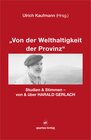 Buchcover "Von der Welthaltigkeit der Provinz"