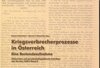 Buchcover Kriegsverbrecherprozesse in Österreich