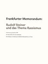 Buchcover Frankfurter Memorandum: Rudolf Steiner und das Thema Rassismus